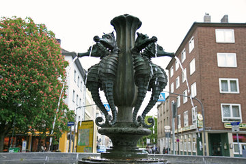 Der Seepferdchenbrunnen in Aachen Burtscheid