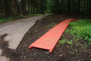 Dieter Call: "don´t walk walkway", Grenzkunstroute011 beim Grenzübergang Aachen-Köpfchen