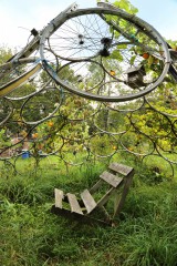 Gartenlaube aus Fahrradrädern, HirschGrün (Suermondt-Park), Aachen 2016