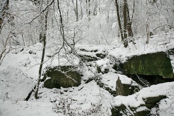 Gesprengte Bunker im Wurmtal bei Würselen-Pley
