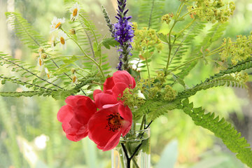 Kleiner Blumenstrauß mit Gartenblumen im Monat Juni 