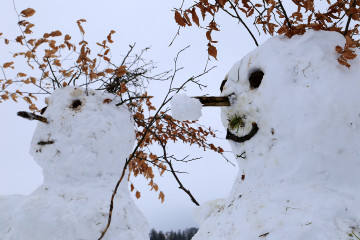 Schneemann im Wintersportgebiet "Weißer Stein" bei Udenbreth in der Hocheifel