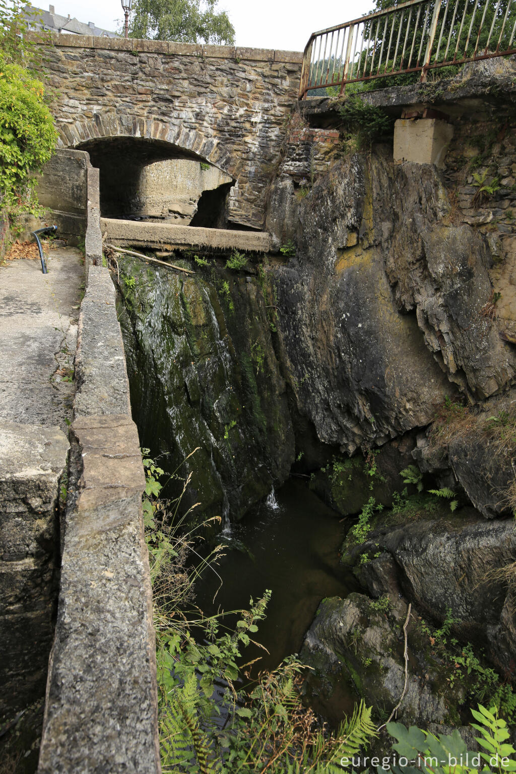 Detailansicht von Einer der beiden Wasserfälle der Enz in Neuerburg