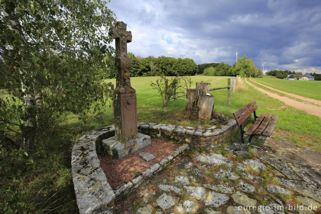 Detailansicht von Pestkreuz in Wawern