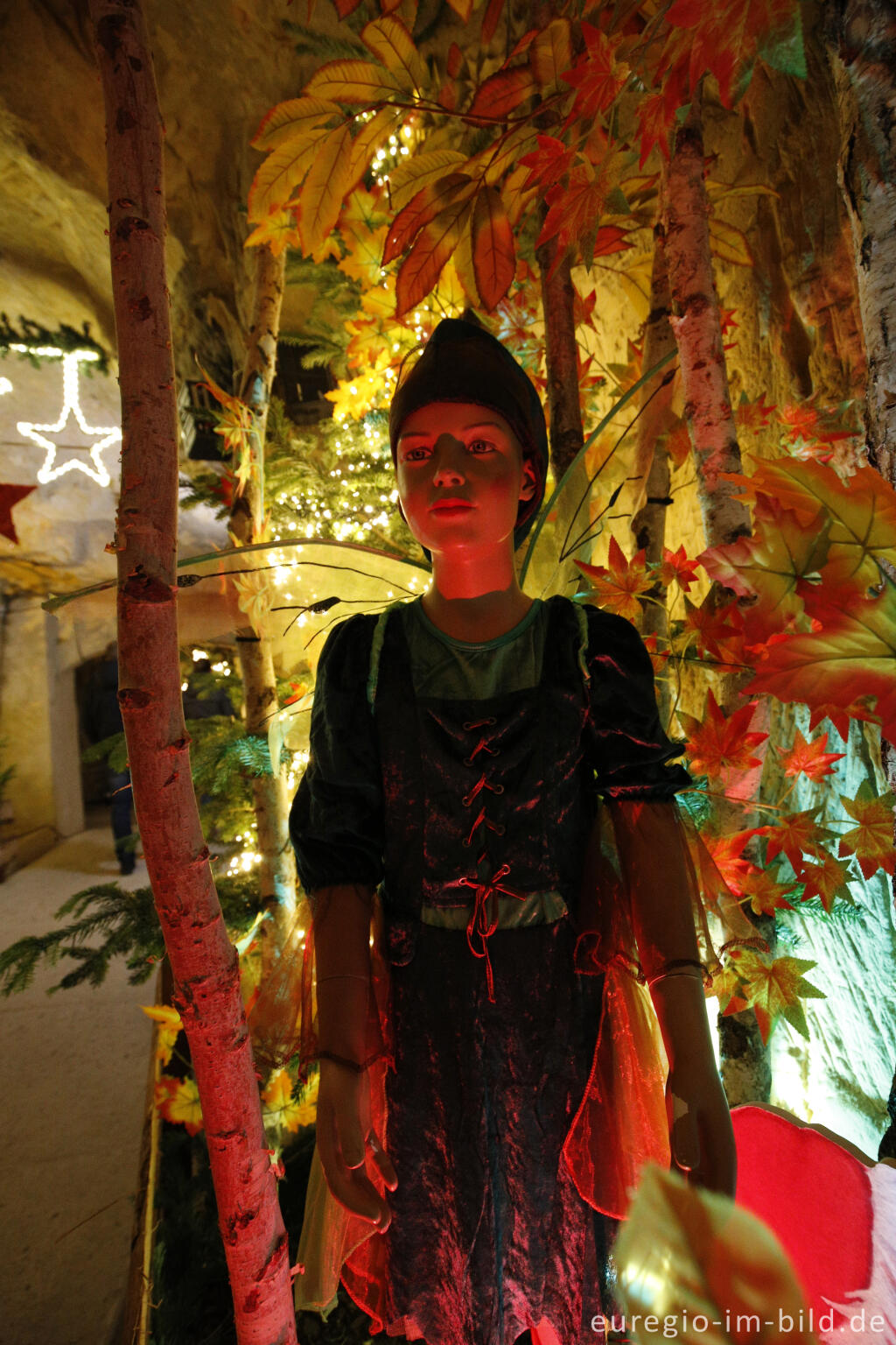 Detailansicht von Weihnachtsmarkt in der Fluweelengrotte in Valkenburg