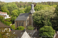 Finkenbergkirche von der Burg Stolberg aus gesehen